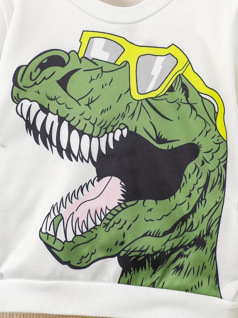 Conjunto de Moletom com Calça 3D de Dinossauro para Meninos - Roupa Tendência 2025