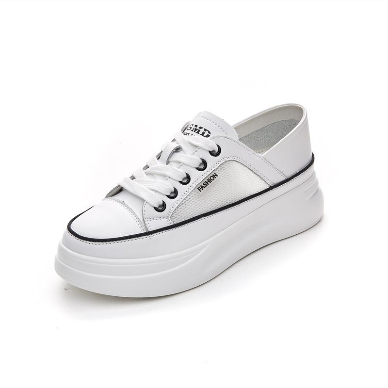 Damskie Casualowe Małe Białe Buty Wiosna Lato Oddychające Płaskie Sneakersy Outdoor Wygodne Skórzane Obuwie do Chodzenia Zapatos Mujer