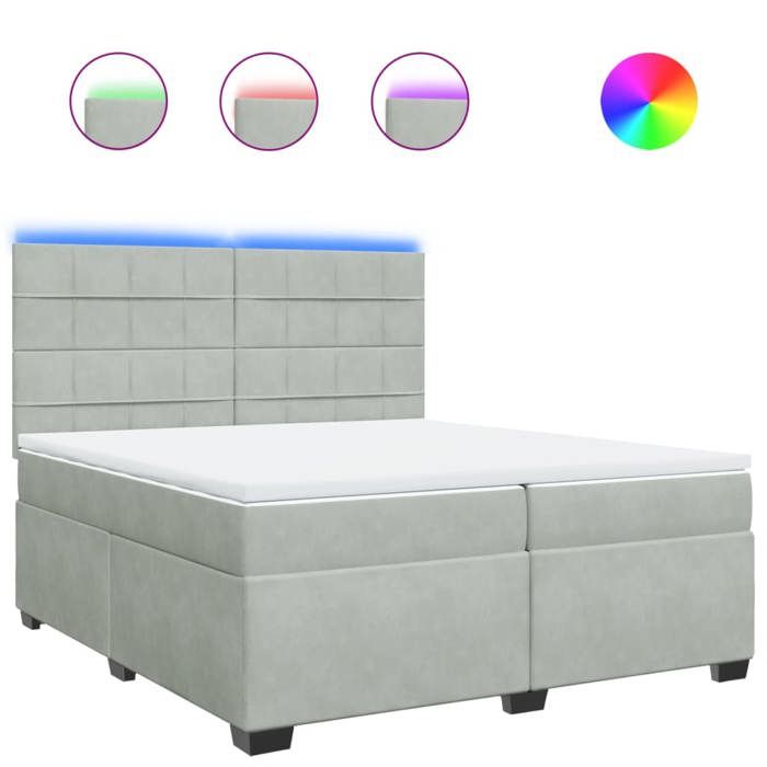VidaXL Sommier à lattes de lit et matelas Gris clair 200x200cm Velours, lit, lit à plate-forme, lit à panneaux, meuble de 3293302