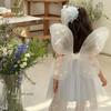 Size S/M/L 26 Summer Blue Princess Puffy Dress with Small Wings - Girls' Formal Birthday Dress