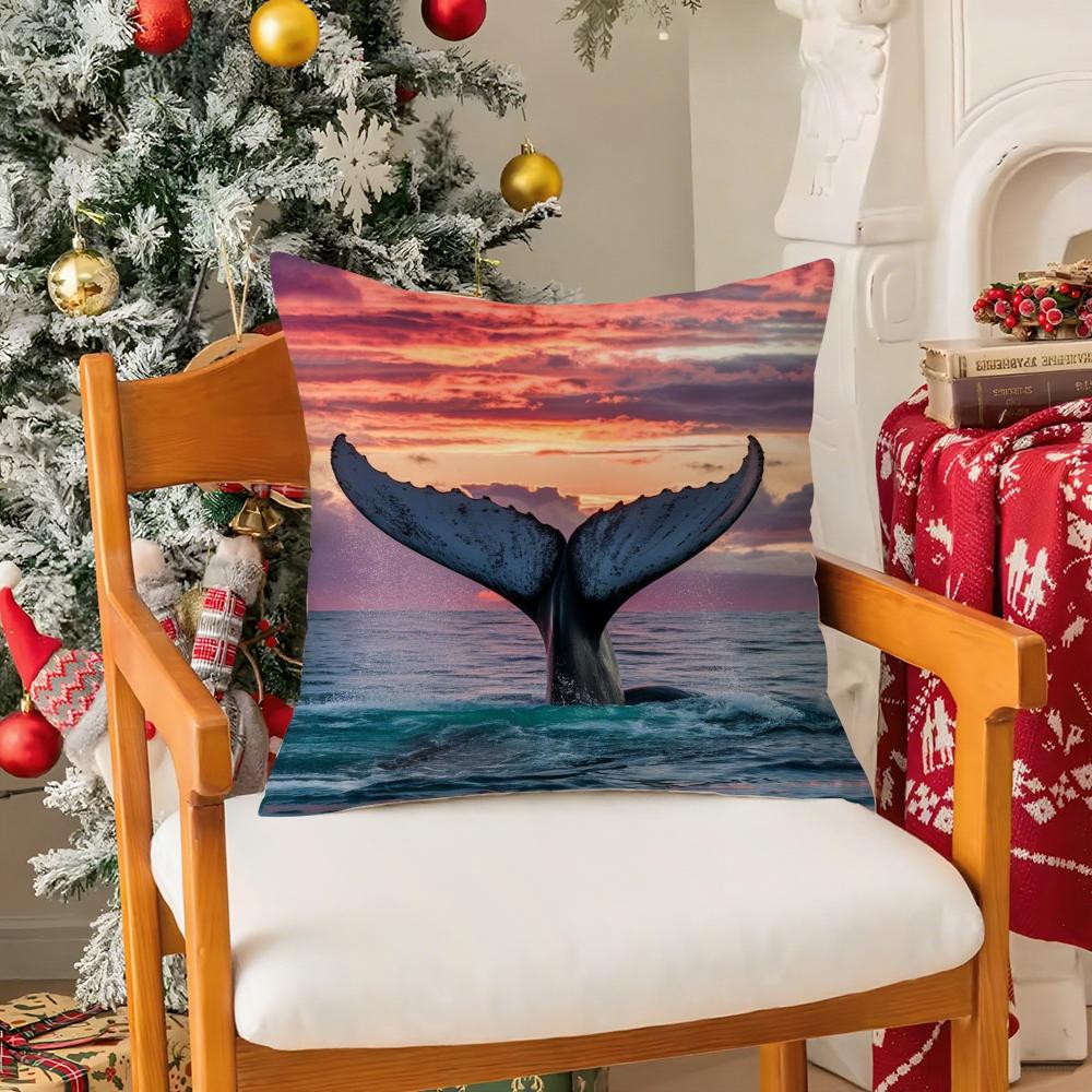 Ocean  Floral Fantasy Pillow Case Silky elegant Comfort Sofa Bed Invisible zipper