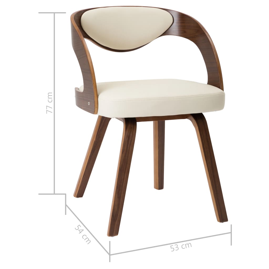 Dining Chairs 2 Pcs Cream Colored Bentwood Frame and Faux Leather