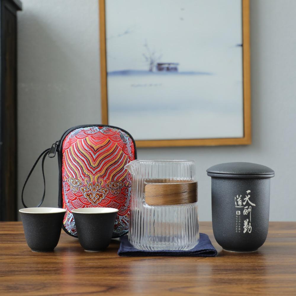 Glass Express Cup Portable Travel Tea Set Small Set Simple Single Japanese Outdoor Tea Pot Kung Fu Tea Cup