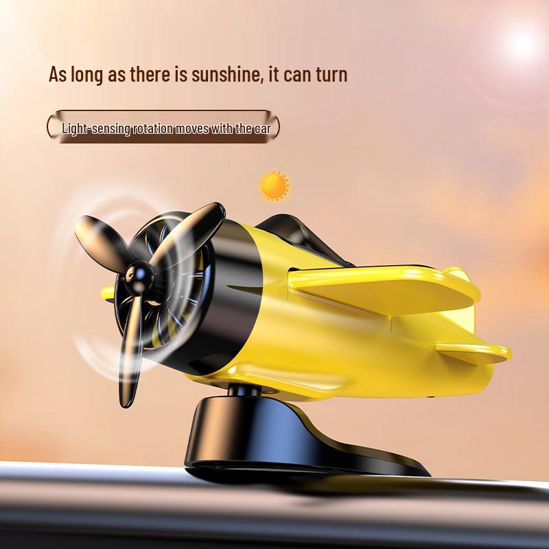 Solar-Powered Rotating Airplane Dashboard Ornament