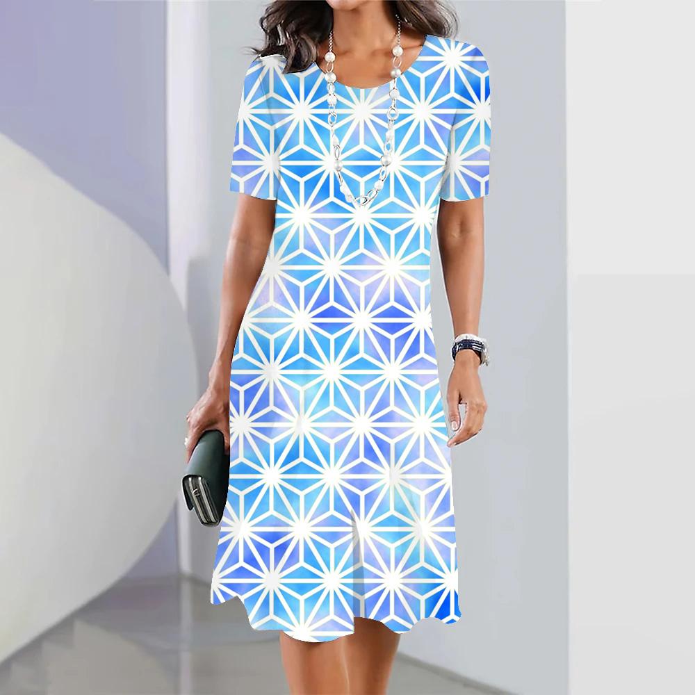 Women's Elegant Long Dress Summer Floral Print Short Sleeve O-Neck Long Sundress Harajuku Female Vintage Beach Maxi Dresses