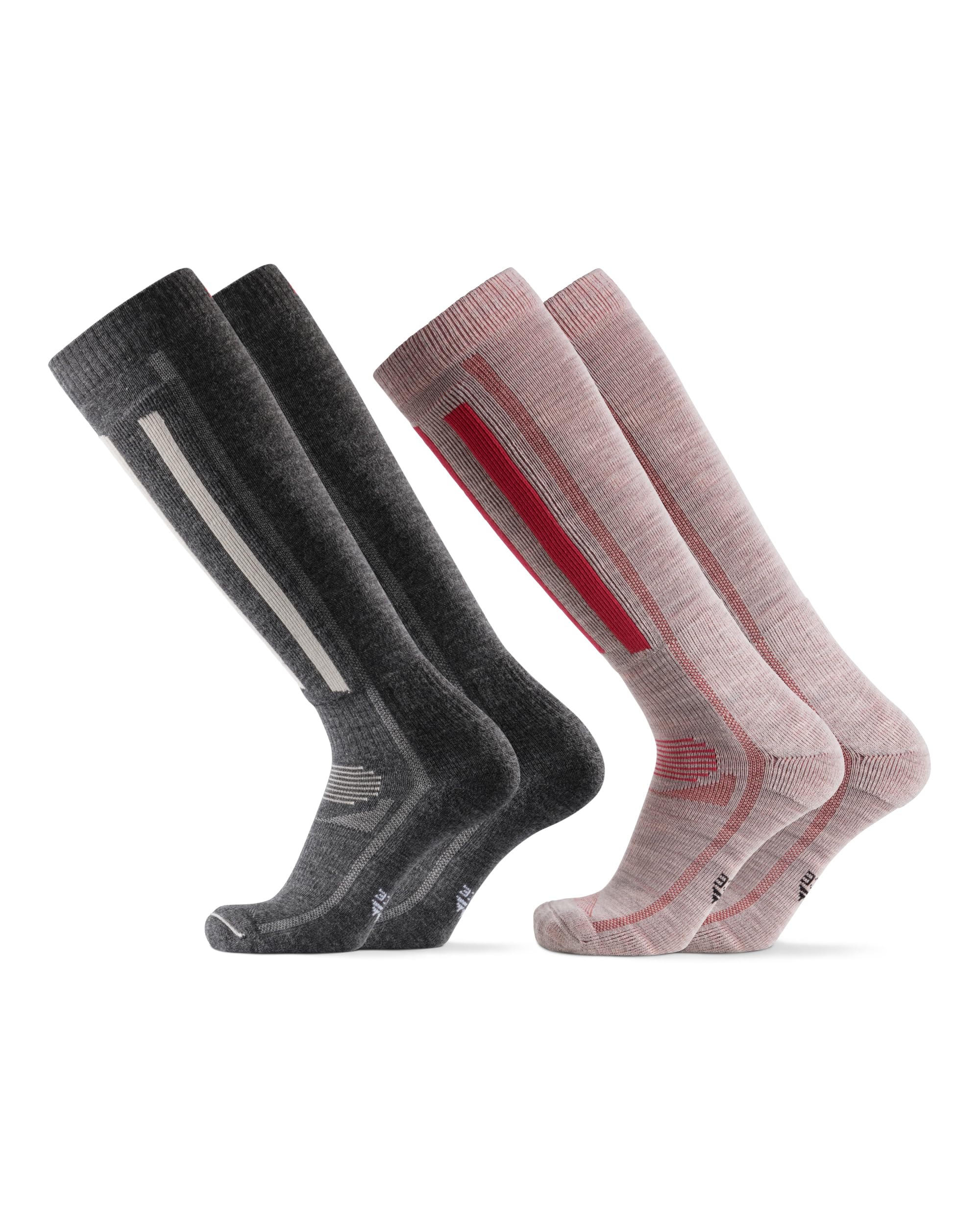 

DANISH ENDURANCE Ski Merino Outdoor Alpine Thermoll Performance Socks with Heat Shin Blister Antibacterial and Odor for Men and 2 Multicolor Dark 1