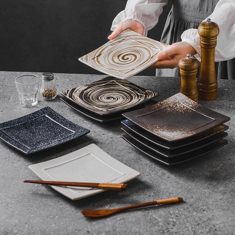 Japanese Square Ceramic Plate Sushi Snack Inventory Heart Breakfast Plate Restaurant Tableware Main Dish Decorative Tray