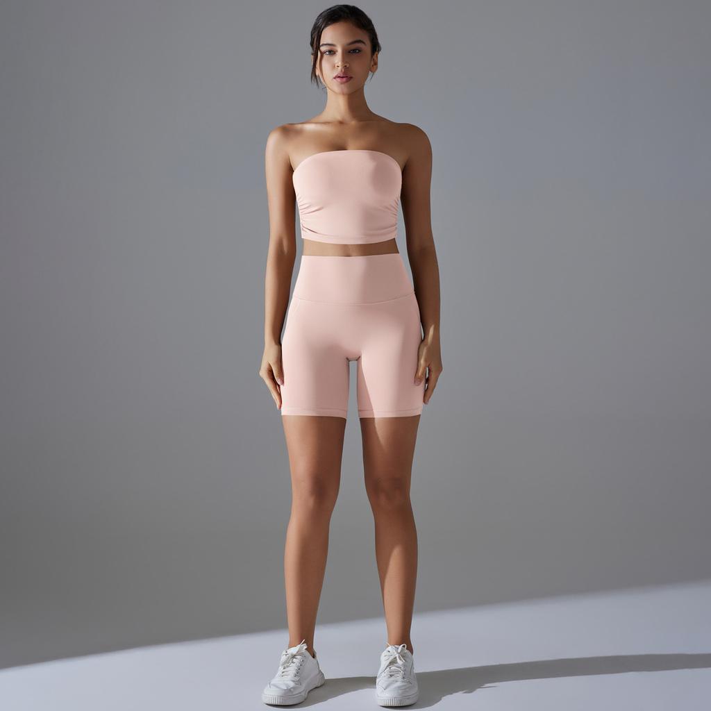 Nessaj Gym Workout Clothes Women Yoga Sportswear Peach Hip Shorts Outfit Shockproof Fitness Bra Fitness Set