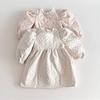 Girls' Winter Lace Collar Polka Dot Cotton Dress