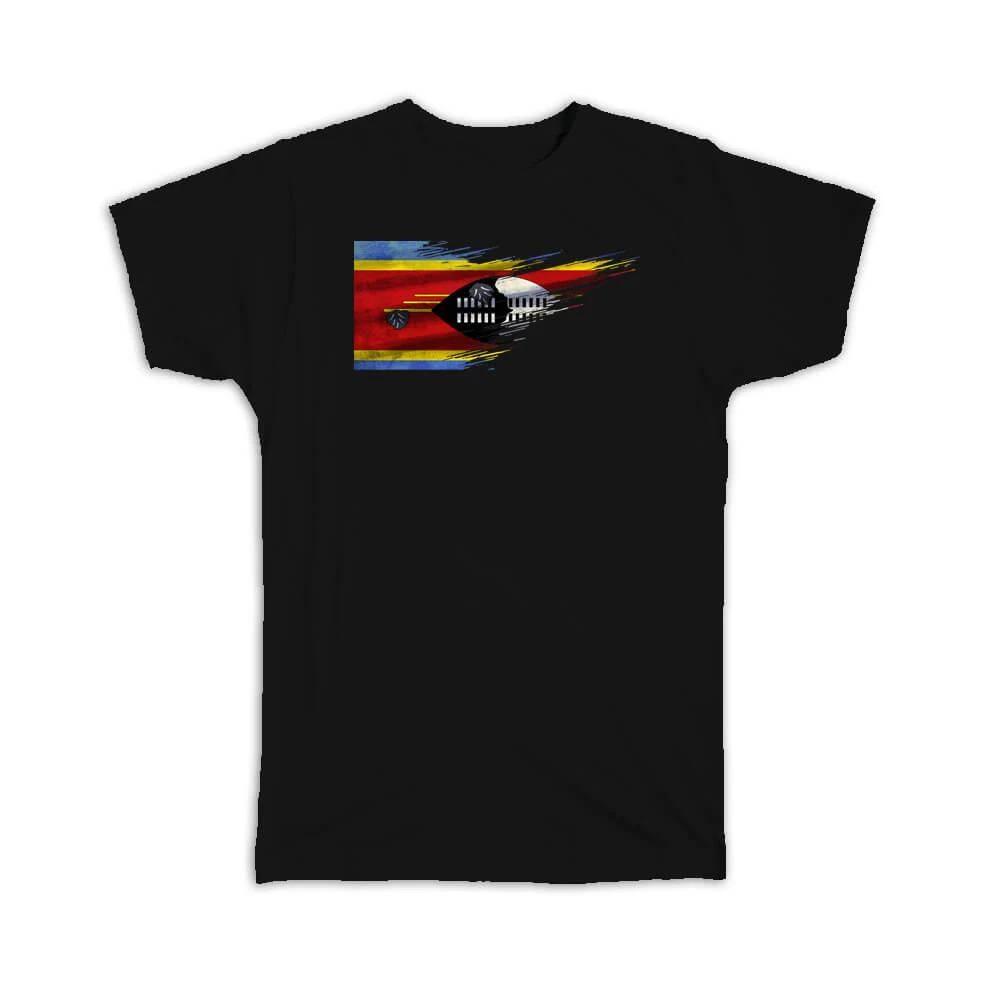 Gift T-Shirt : Swaziland Flag Modern Country Expat 3XL