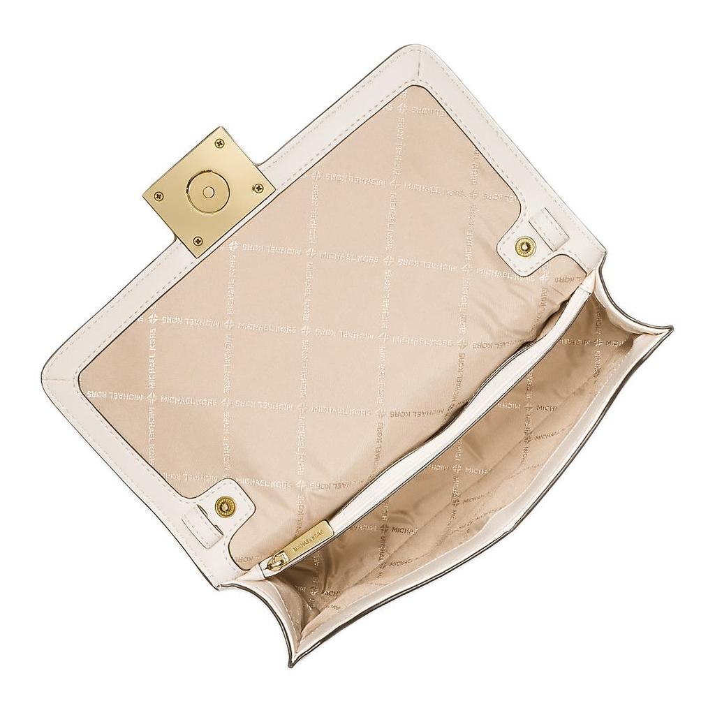 Michael Kors MK Sonia Solid Chain Commuter Leather Crossbody Bag Women Bags White 35F1G6SL3L-085