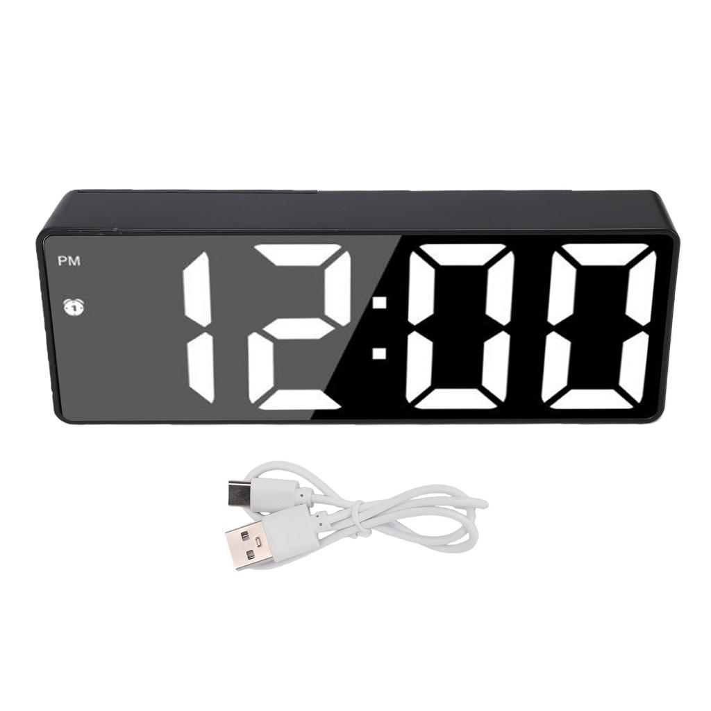 LED Mirror Alarm Clock Smart Digital Clock with Voice Control Multifunction Large Display Silent Movement