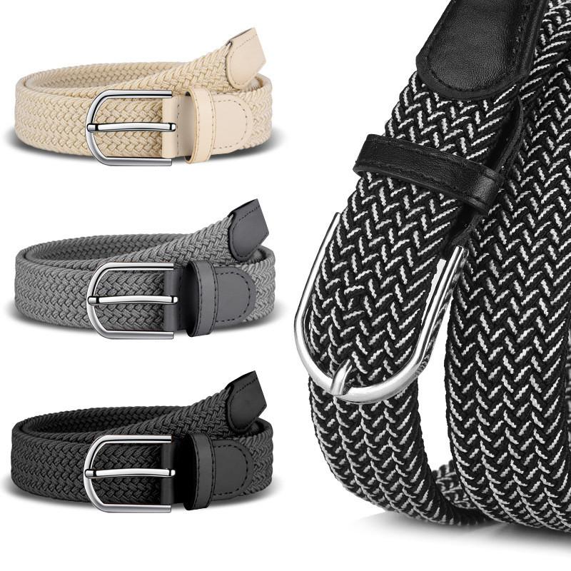 Stylish Woven Stretch Casual Mens Belt With Alloy Buckle For Fashionable Wear