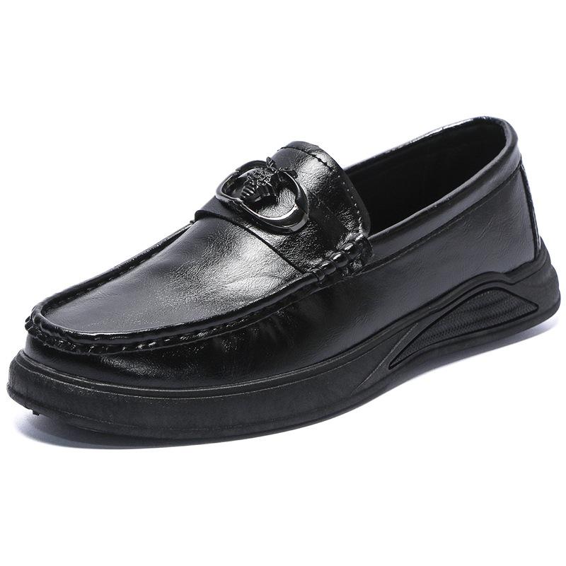 Men's spring casual leather shoes 2024 new trendy lazy shoes breathable men's shoes one pedal casual single shoes work shoes