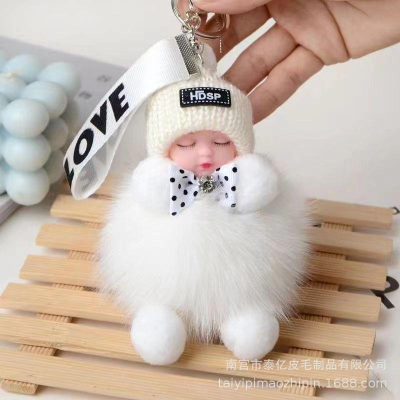 Cute Sleeping Doll Keychain, Pom-pom Decoration For Bags And Keychains, Plush Ornaments