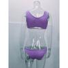 Women's solid color specialty fabric ruffled fabric bikini macaron color two-piece swimsuit