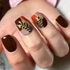 24pcs/set False Nails With Gold Foil Glitter ABS Press On Nails For Fall Winter Elegant Manicure MultiSize Reusable