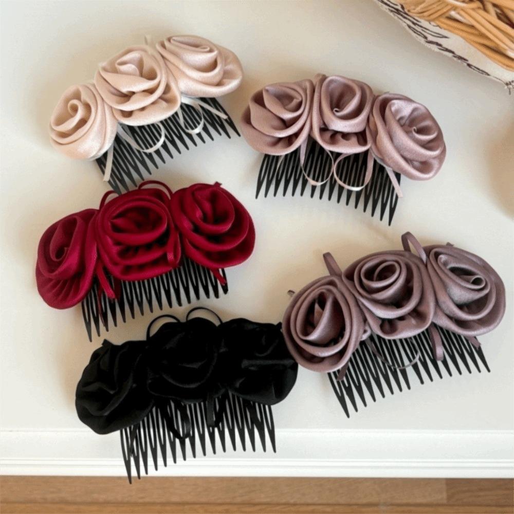 Solid Color Flowers Hairpin Bohemian Chignon Hair Clip Hair Accessories Floral Hair Comb  Daily