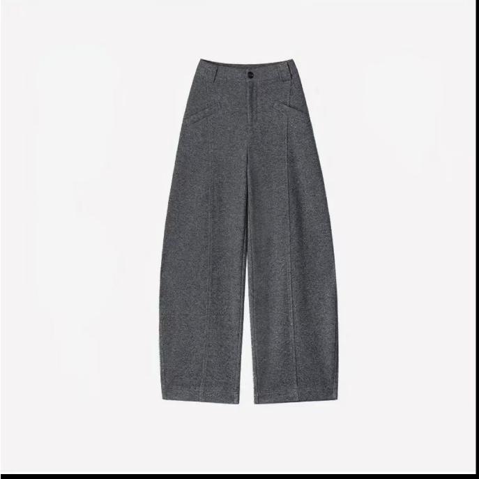 

Winter Wool Flannel High-Waisted Wide-Leg Pants for Women: Brown/Black, Thickened, Warm, Soft, and Slimming M (50-57.5 kg) - Ships within 48 hours темно-сірий