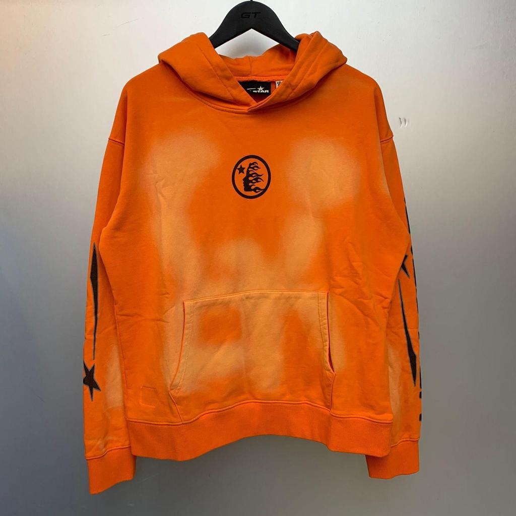 Hellstar Ausgefranster Retro Lockerer Reißverschluss Reiner Baumwoll Hoodie - Amerikanischer Hip Hop Stil