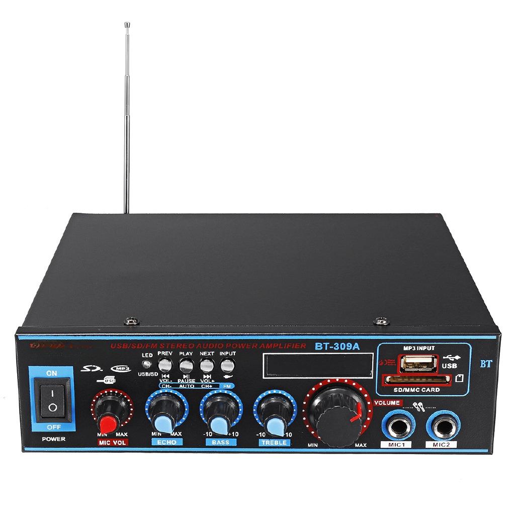 12V/AC 220V Bluetooth FM Radio Car Home Karaoke Audio Amplifier HIFI Audio Stereo Power Amplifier