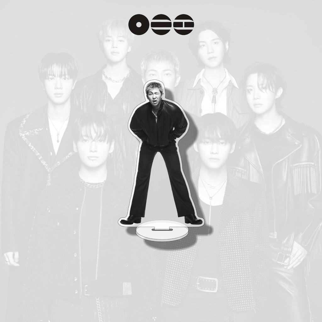BTS World Tour Acrylic Standee, Black & White Rock Style Member & Group Figure Display Stand, Kpop ARMY Fans Desk Decor