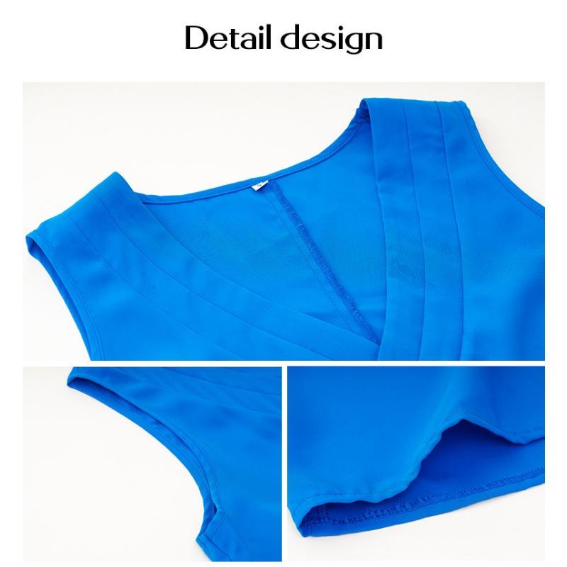 Damenmode, lässig, einfarbig, ärmellos, V-Ausschnitt, Blusen und Hemden