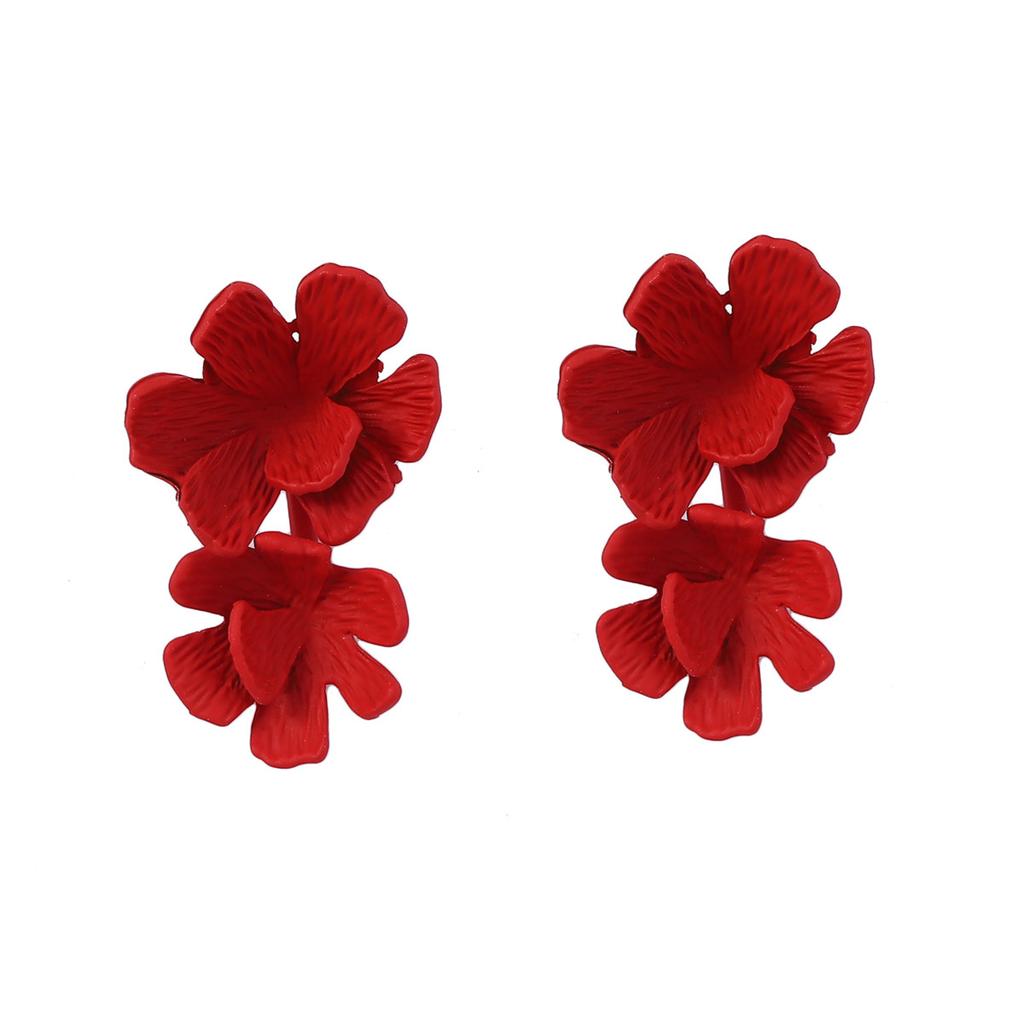 New double-layer small fresh and colorful flowers with two earrings, simple and versatile fashionable women's earrings wholesale