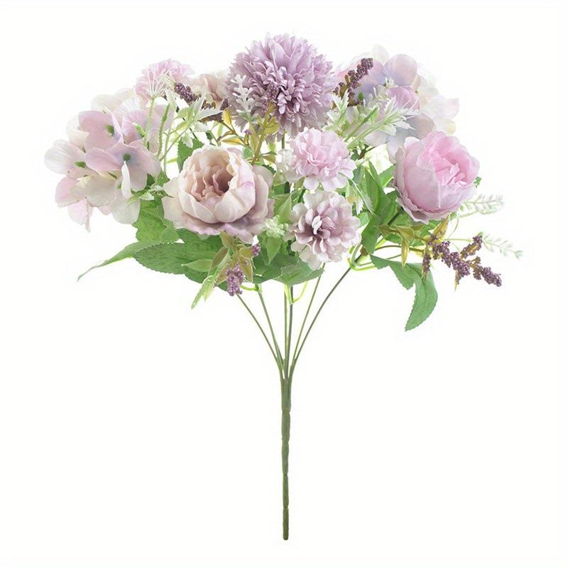

3pcs Artificial Flowers Silk Hydrangea Peony Bouquet Wedding Decorative Fake Flower Simulation Gerbera Home Hotel Decoration фіолетовий