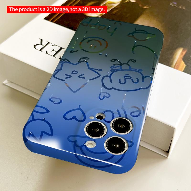 2DFlat Cute doodle art with rainbows, hearts, and happy faces.compatible with iPhone 18 Pro Max 17 16 15 14 13 12 11