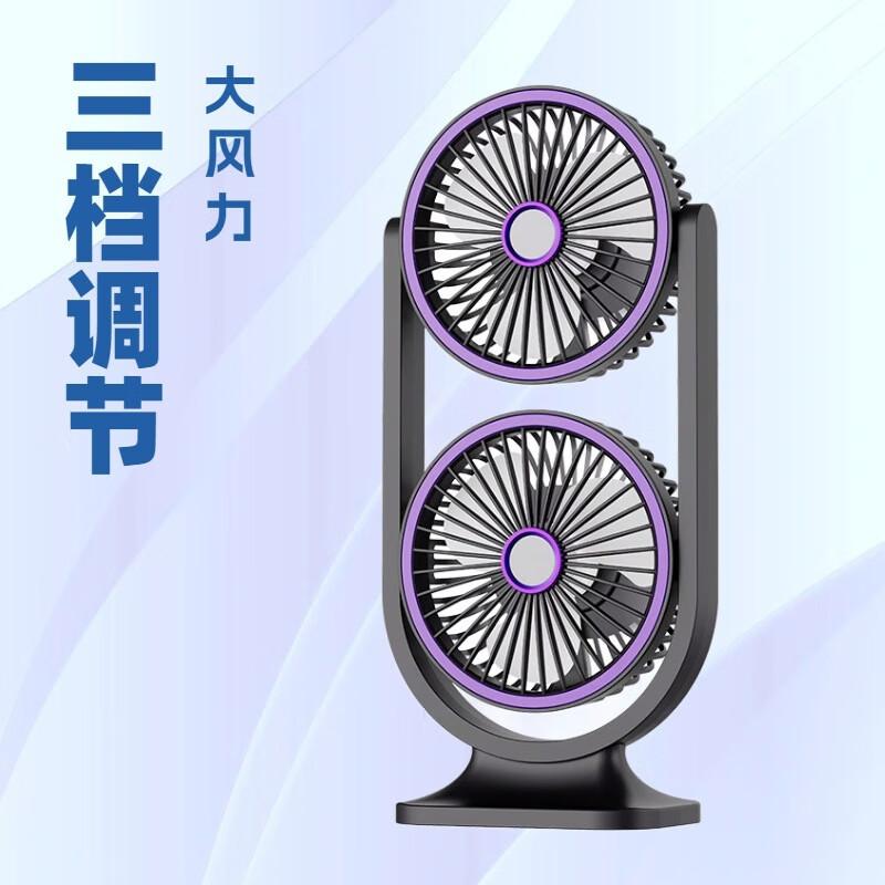 ZISIZ Dual-Head Desk Fan with Light & USB Charging