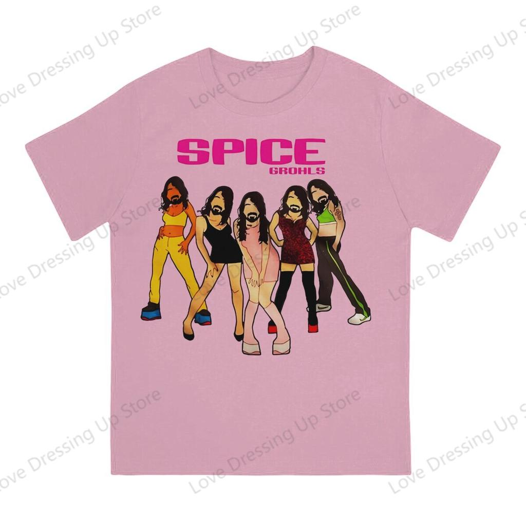 100 Cotton Tshirt Spice Grohls T Shirt Unisex Dave Grohlrock Pop Parody Funny Summer Coolness Street Short Sleeve Top S6xl