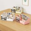 Transparent Desktop Cosmetic Storage Box Drawer Organizer with Pen Holder Stationery Storage Rack for Office Desks Makeup
