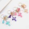 Christian Resins Crosses and Butterfly Keychain with Tassels for Daily Key Organization and Backpack Bag Decoration