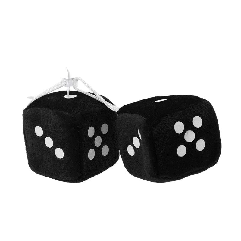 2PCS Auto sSoft Fuzzy Dice Dots Rear View Mirror Hanger Decoration Car Styling Interior Accessorie 6 Colors