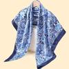 90Cm Blue Cashew Print Headscarf For Women Spring And Summer New Style Emulated Silk Cashew Scarf Satin Color Shawl Scarf