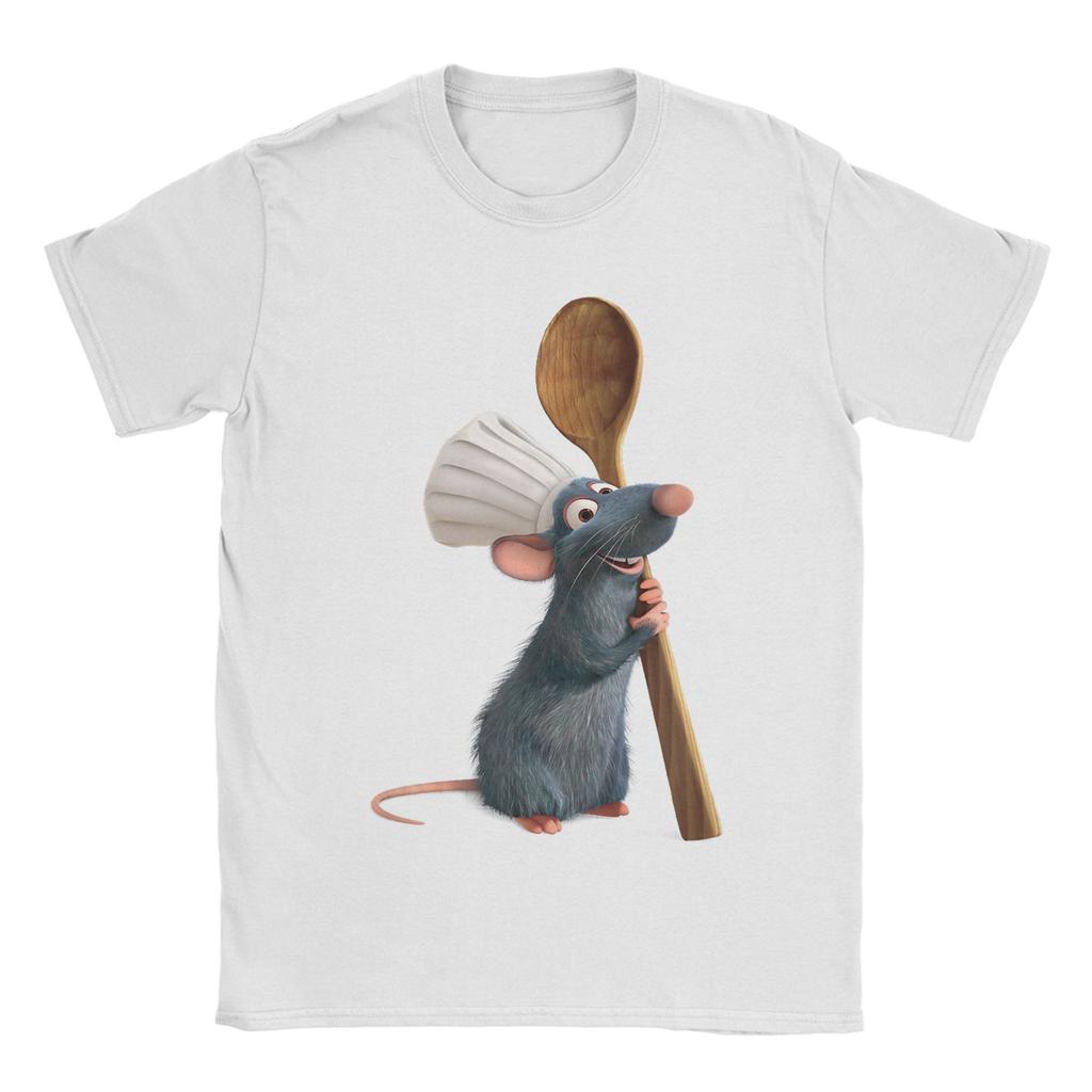 Men Tshirts Ratatouille Chef Remy With Spoon Casual Pure Cotton Tee Shirt Short Sleeve T Shirts Crew Neck Clothes Gift Idea
