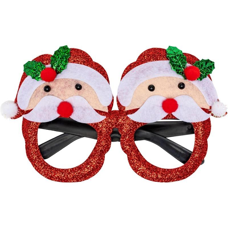 

St. Patrick s Day Christmas Glasses, Glitter Party Glasses Frames St. Patrick s Day Ornaments For Photo Booth Props Santa Claus style 1PC