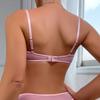 Pink lace embroidered French bra women's gathered small breasts show big European and American pure desire underwear sexy breathable bra