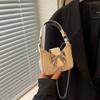 Mini Bow Buckle PU Bag Pu Leather Women's Shoulder Bag Trendy Silver Bucket Bag  Makeup Bag