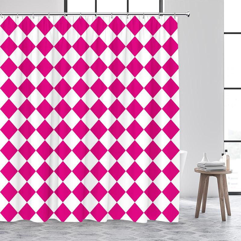 Black and White Diamond Lattice Shower Curtain Modern Geometric Art Minimalist Home Bathroom Decorative Bath Curtains With Hooks