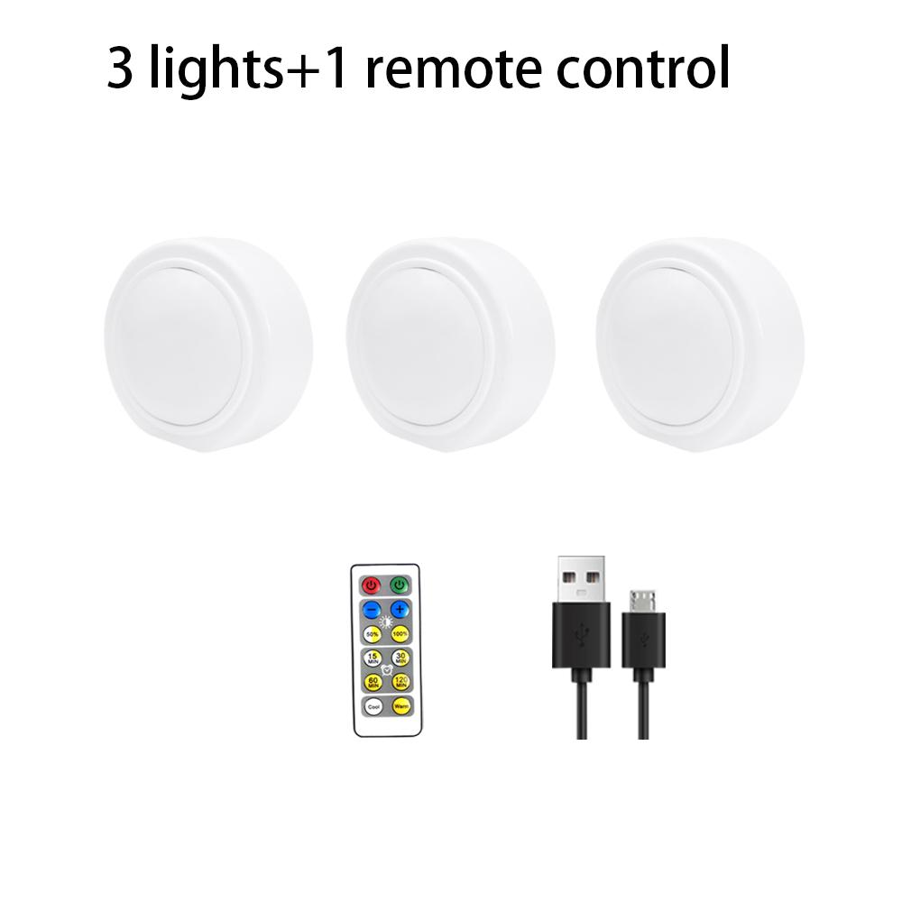 

3 Color Puck Light Remote Rechargeable Atmosphere Holiday Lighting LED Cabinet Kitchen Dimming Color Magnetic Night Light