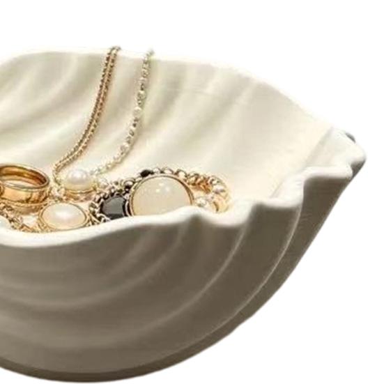 Jewelry Organizer Holder, Seahorse Shape Storage Tray, with Wave Shell 3D Printed Tray Groove Design, for Rings Necklaces Earrings Dressing Table