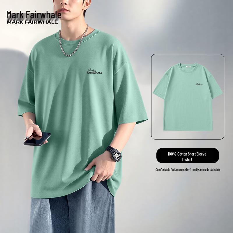 Mark Fairwhale Men s Letter Print Cotton T-Shirt 4XL