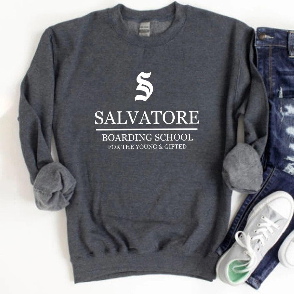 Unisex HoodieTV Show Vampire Diaries Sweatshirt Salvatore Boarding School Hoodie Damon Stefan Salvatore Mystic Falls Crewneck Sweatshirts