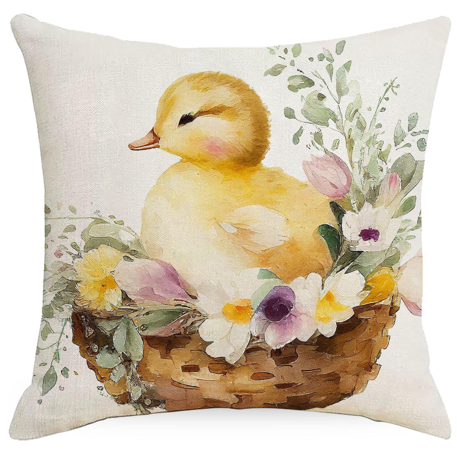 

New Easter Pillow Cover Spring Retro Rabbit Easter Egg Decorative Pillow Sofa Cushion Cover Premium Durable Quality 45 * 45Cm