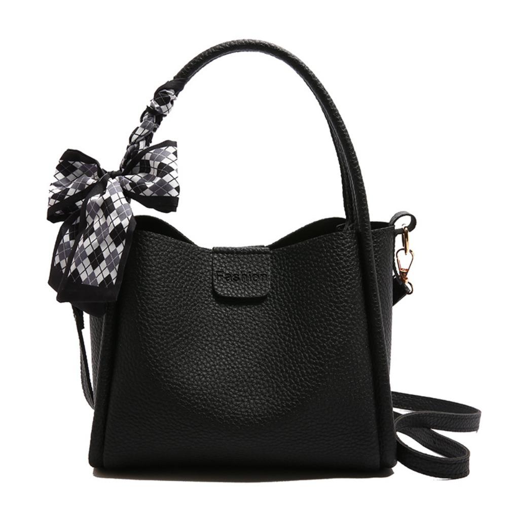 

Универсальная сумка кроссбоди Минималистичная женская сумочка Элегантная сумка-ведро из искусственной кожи Для улицы чёрный