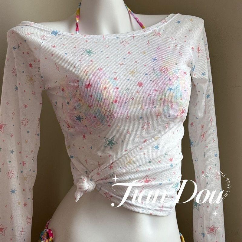 

[Spring Paradise] Girl floral cute vacation swimsuit bikini three-point sexy pure desire star blouse S