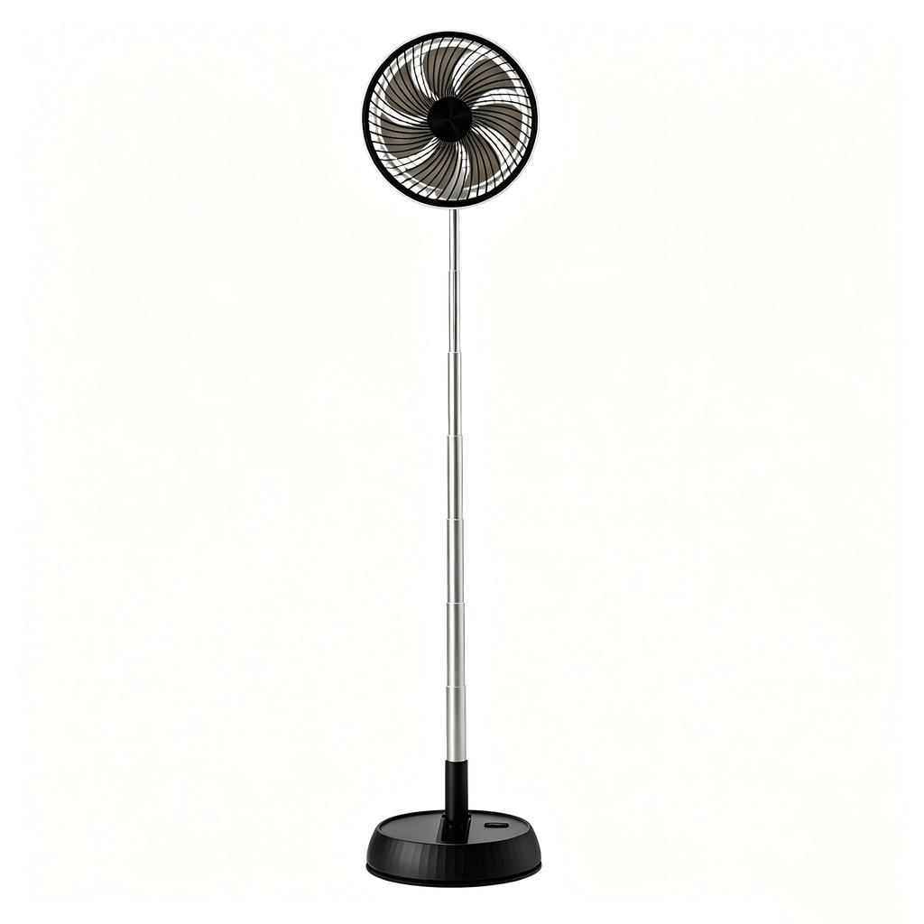 Home Bedroom Outdoor Camping Foldable Vertical Desktop Electric Fan Remote Control Silent Timed Left Right Rotation Black Fan