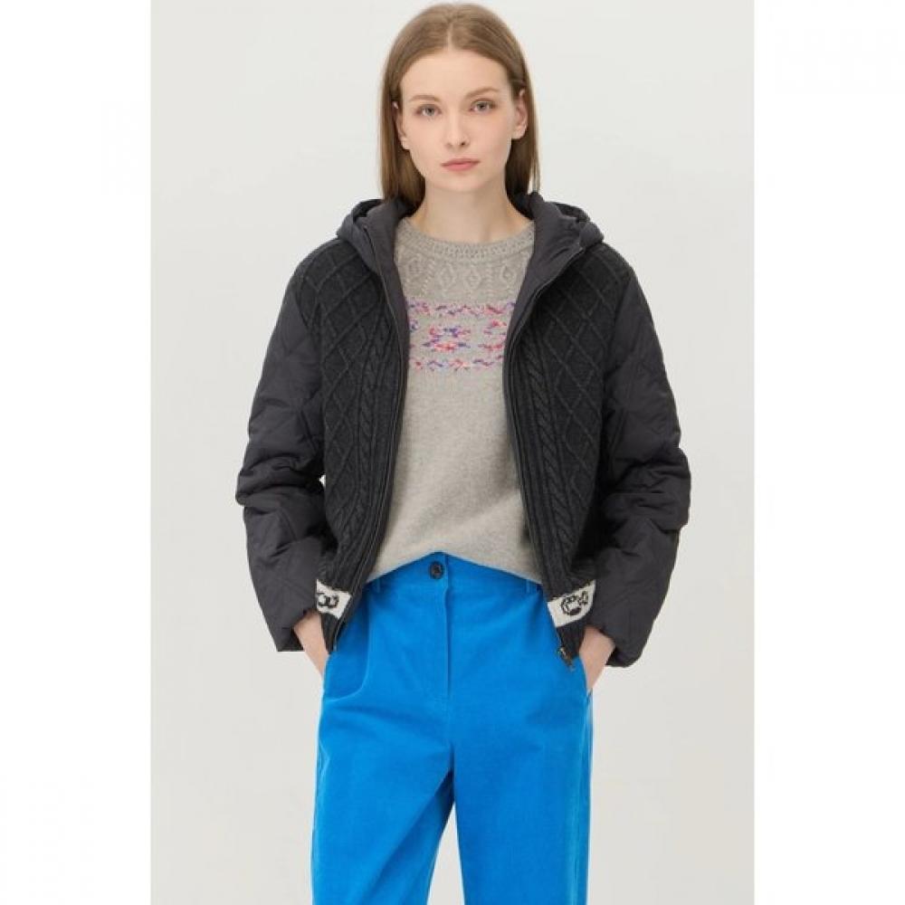 Cable Knit Block Goose Down Jumper Bapd61561